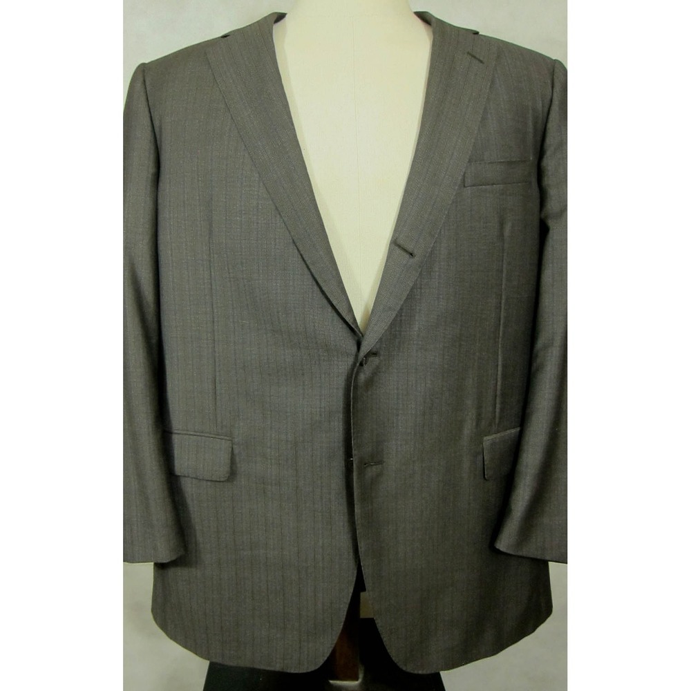 RECENT Samuelsohn Gray With Subdued Blue Stripe 4-Season Wool Suit 47L 40W